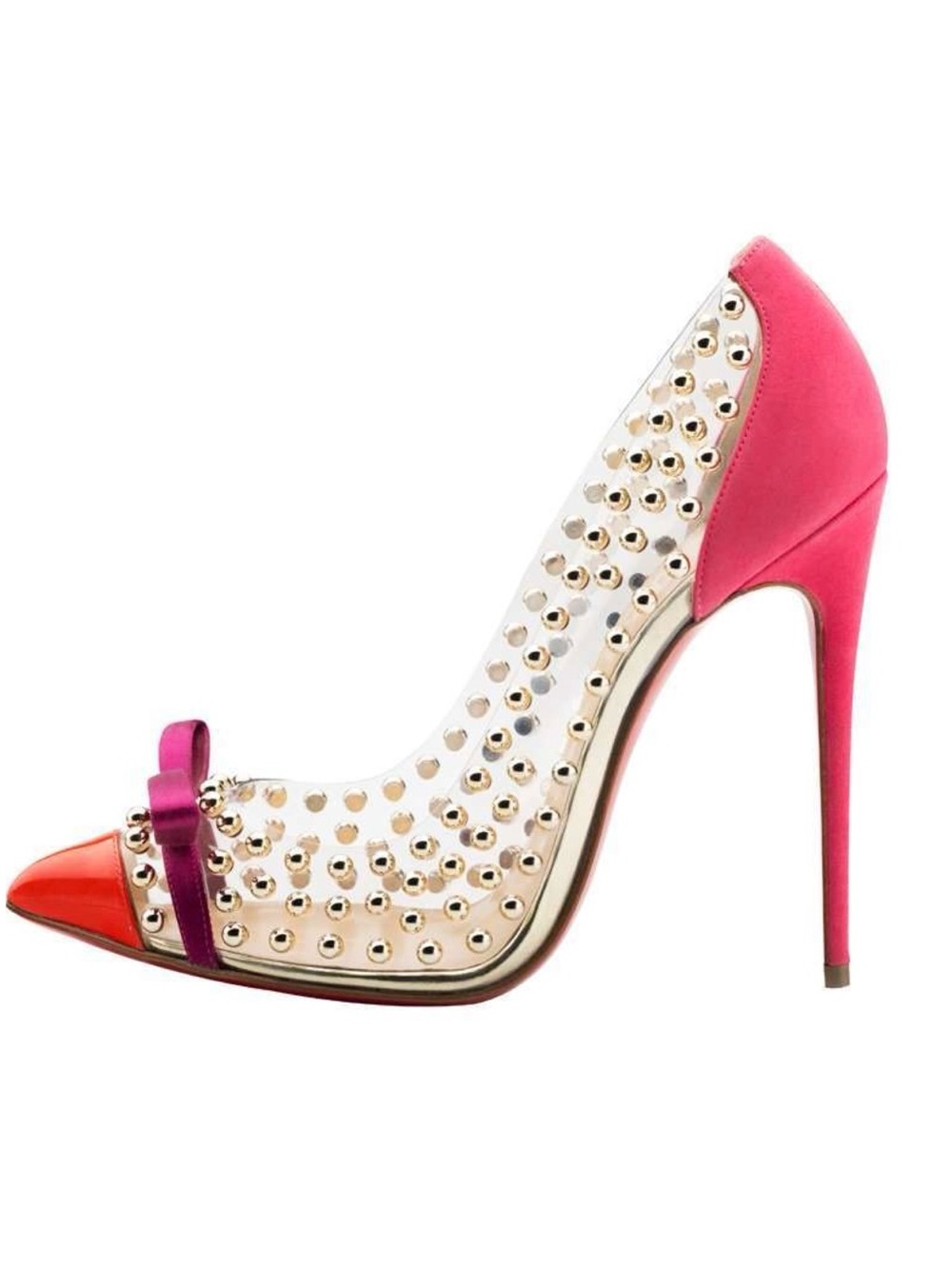 NWOT Christian Louboutin Bille Et Boule Patent Leather PVC Suede Beaded Heels 7
